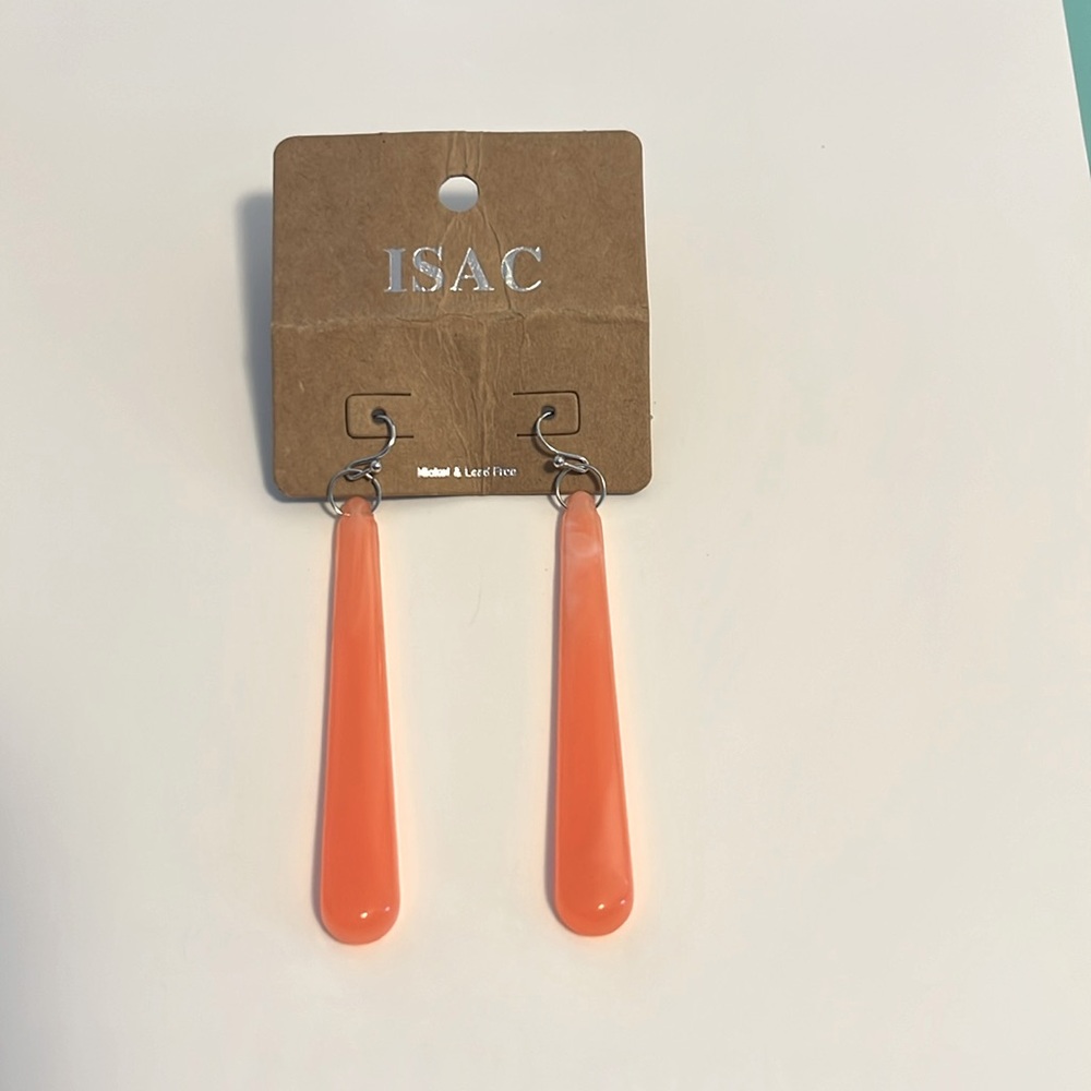 ISAC Salmon colored teardrop earrings